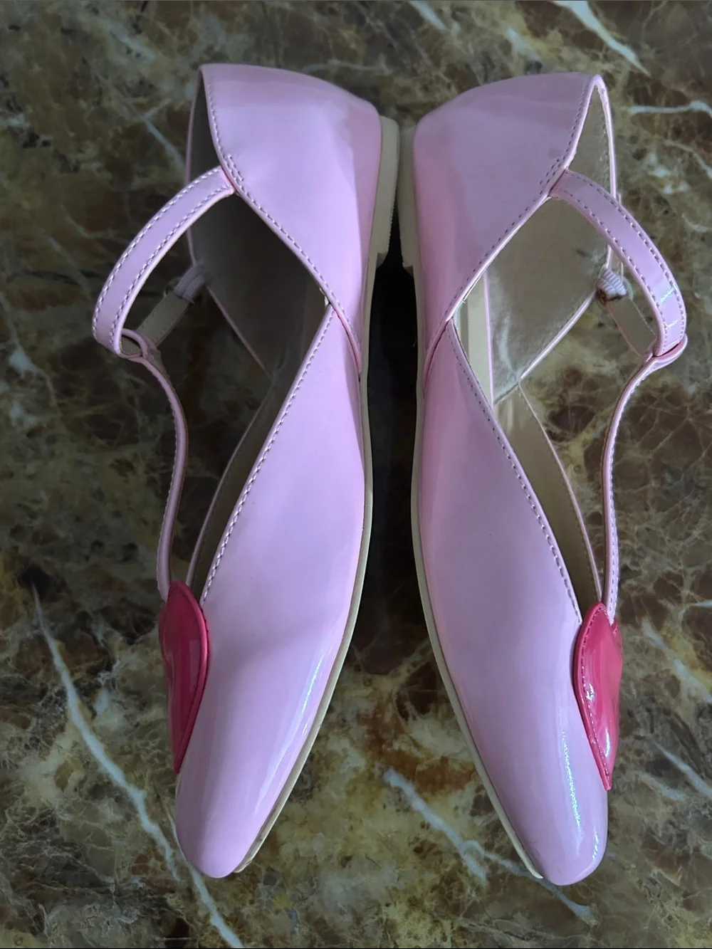 Tory Burch Girls Pink T-Strap Sandals with Hot Pink Heart Appliques, size 4y